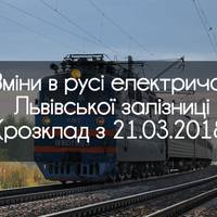 Зміни в русі електричок Львівської залізниці (розклад)