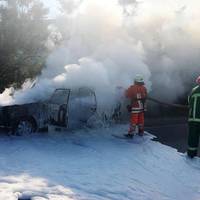Пять пожежників гасили автомобіль у Ланівцях (ФОТО)