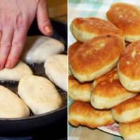 Всього з одного пакета кефіру виходить ціла гора смакоти! Пишні смажені пиріжки з улюбленою начинкою!