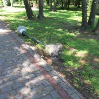 У місті на Тернопільщині вандали вирвали з землі ліхтарний стовп (фотофакт)
