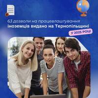 63 дозволи на працевлаштування іноземців видано на Тернопільщині у 2025 році