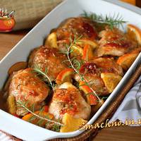 Курка запечена в апельсиновому соусі з розмарином