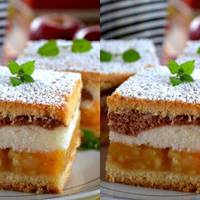 Яблучний пляцок з двоколірним бісквітом